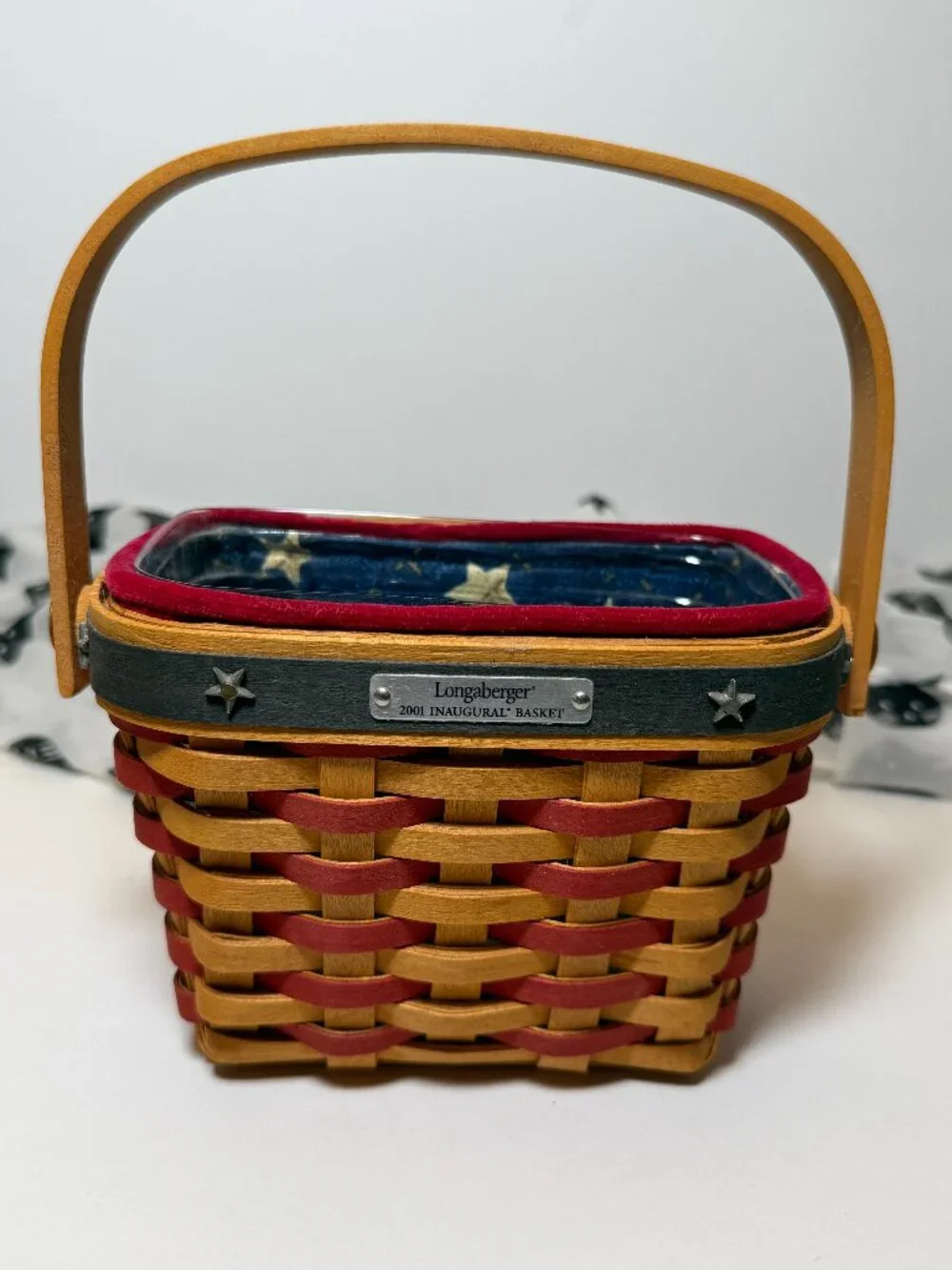 2001 Unused Inaugural Stars and Stripes Longaberger Basket Handwoven